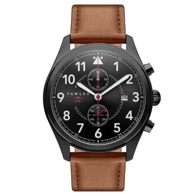 Fraser | Zwart en Bruin Piloten Chronograaf Horloge