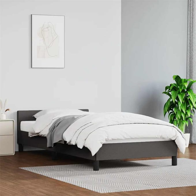 vidaXL - Bedframe - met - hoofdeinde - zonder - matras - 90x200 - cm - grijs
