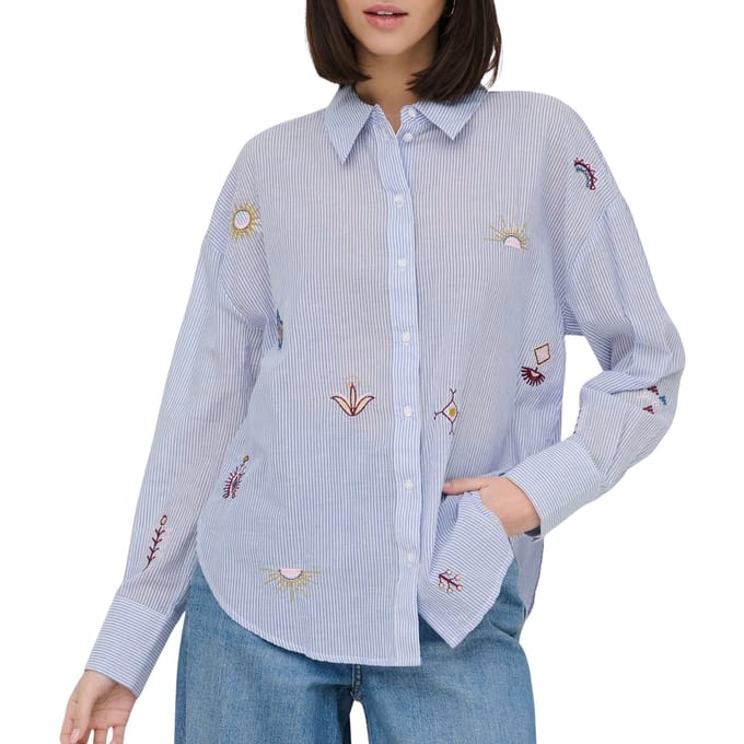 JDY Paige LS Loose Embossed Woven Blouse Dames - Maat L
