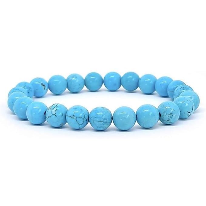 Armband - Natuurlijk - Turkoois - 8mm - Gemengd - Blauw blue