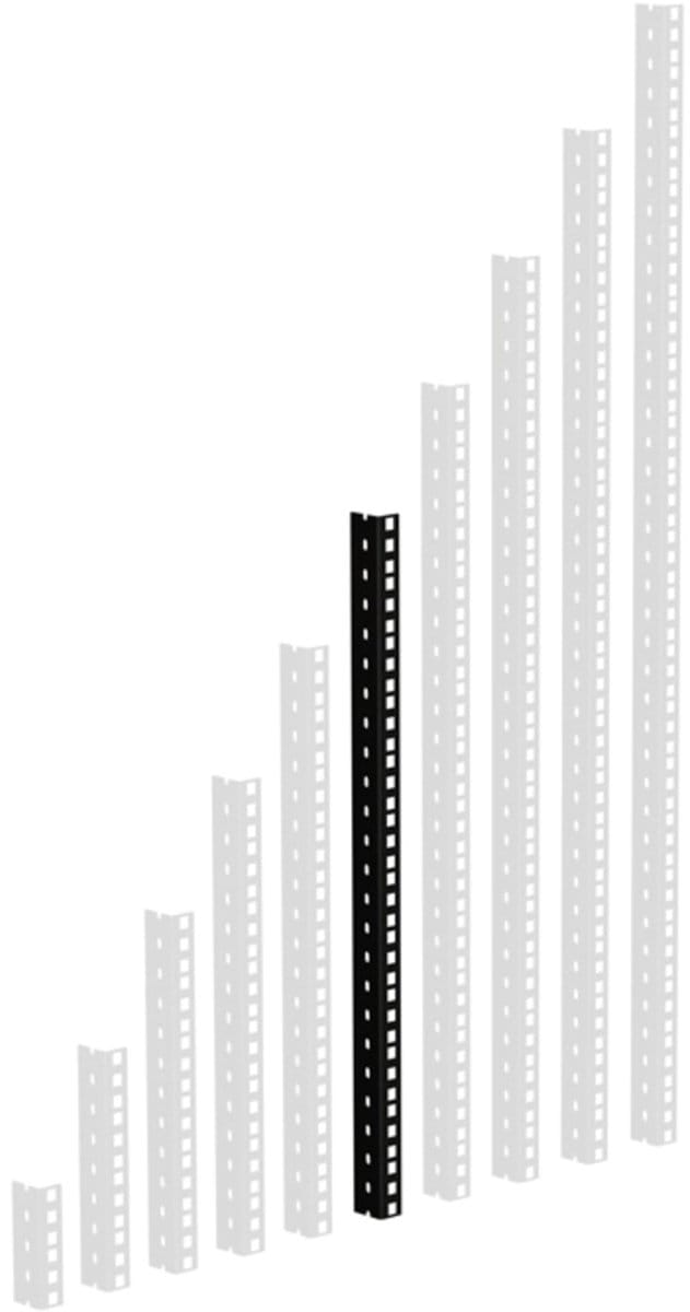 Adam Hall 61535B12 Rackrail, zwart geperforeerde gaten, 12HE - Profiel