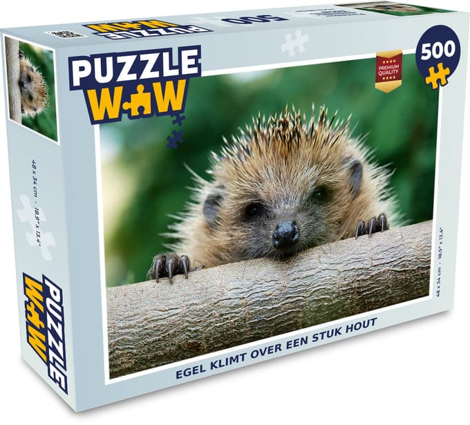 Puzzel Egel klimt over een stuk hout - Legpuzzel - Puzzel 500 stukjes