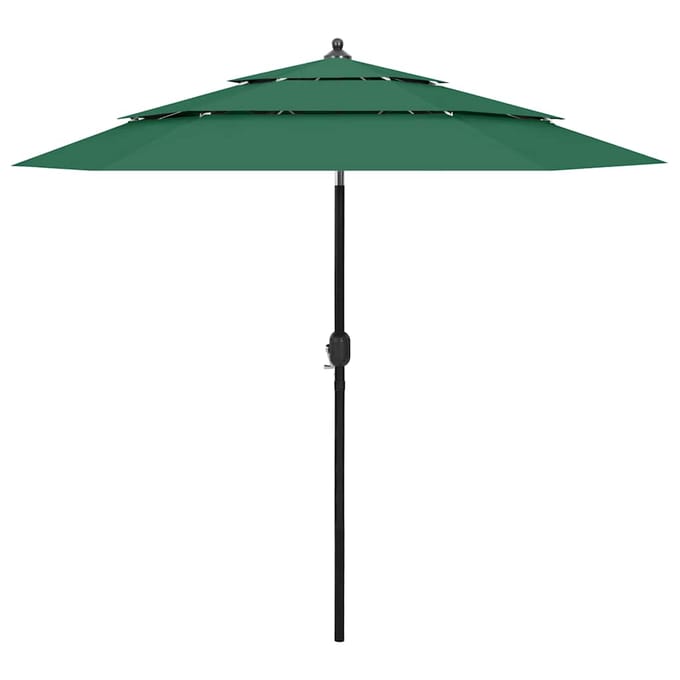 vidaXL - Parasol - 3-laags - met - aluminium - paal - 2,5 - m - groen