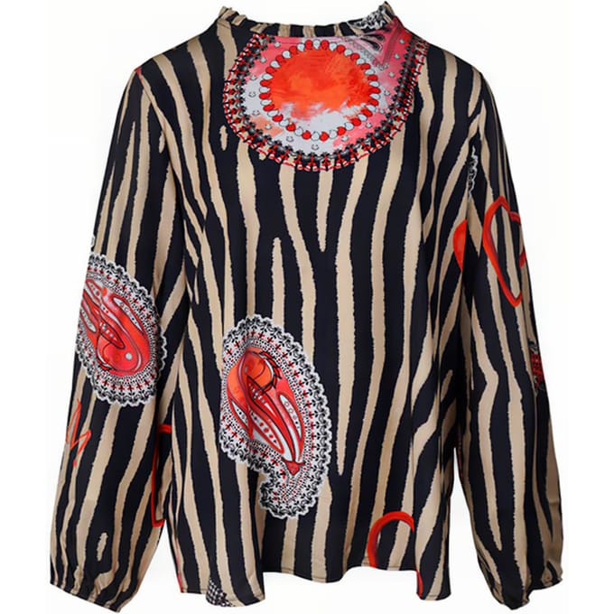 Mucho Gusto Blouse San Severo Blue Red Taglia: S | Magliette intime Outlet | Donna | Blu