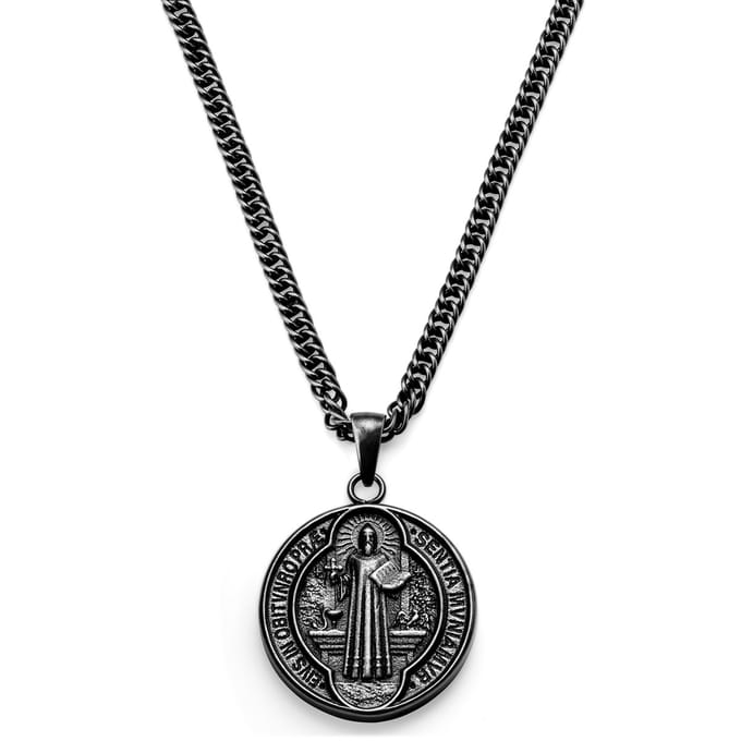 Sanctus | Vintage Zilverkleurige Medaillonketting van de H. Benedictus