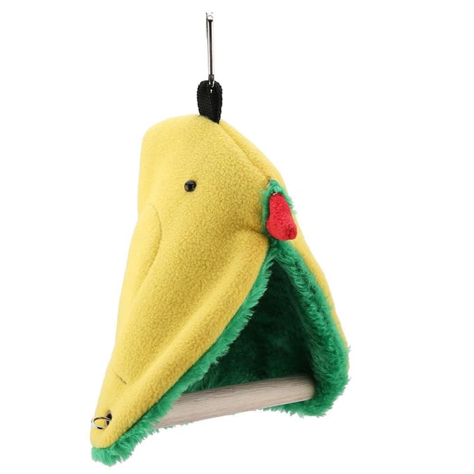 Oiseau Perroquet Triangle Hamac en Peluche Cage Tente Joyeuse Lit Grotte Suspendue Jouet yellow