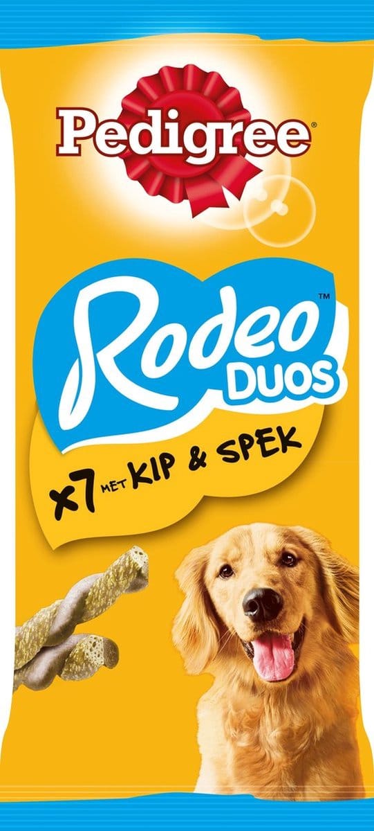 8x Pedigree Hondensnacks - Rodeo Duo's - Kip & spek -7 stuks