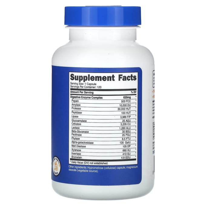 Nutricost, Spijsverteringsenzymen, 620 mg, 120 Capsules