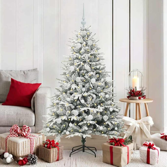 vidaXL - Kunstmatige - Voorverlichte - Kerstboom - met - Ballenset - Groen - 150 - cm