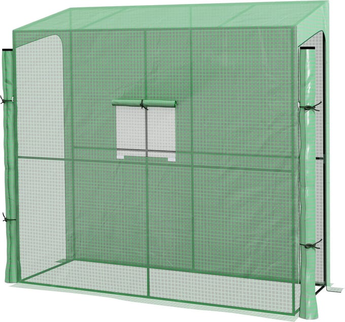 Outsunny - Folienkas - Ritsdeuren - 200L x 80B x 200/180H cm - Groen