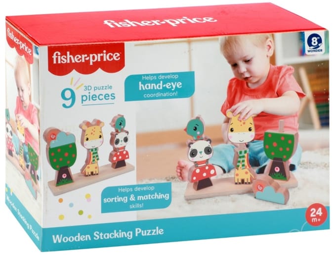 Fisher Price 3D Houten Stapelpuzzel 9 Stukjes