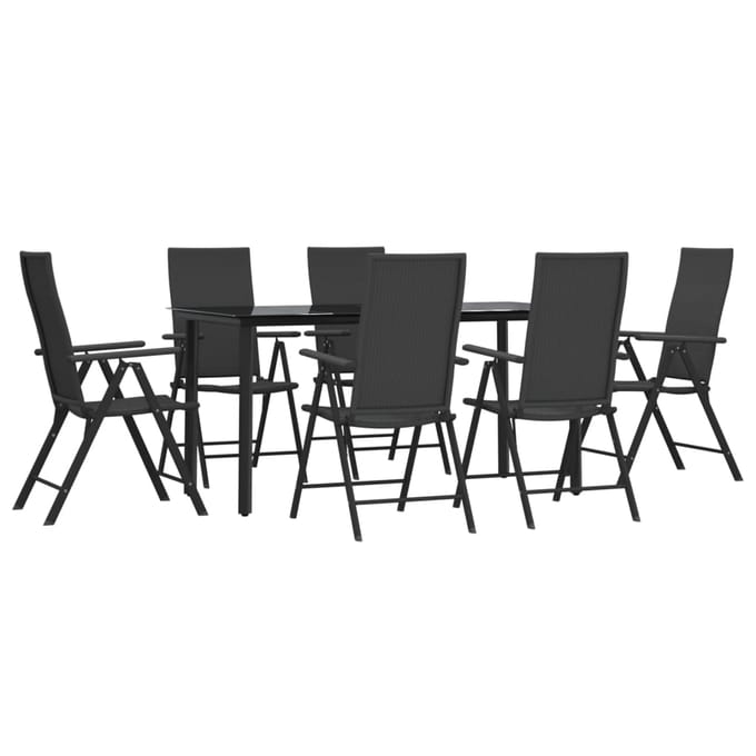 vidaXL - 7-delige - Tuinset - poly - rattan - zwart