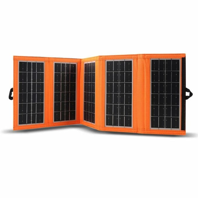 Zonnepaneel, oplader, 10W, 1 USB-poort, zwart en oranje, A02