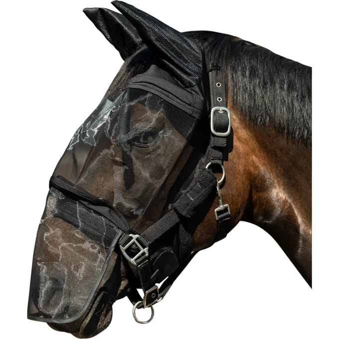 Vliegmasker voor paard met neuskap HKM Premium
