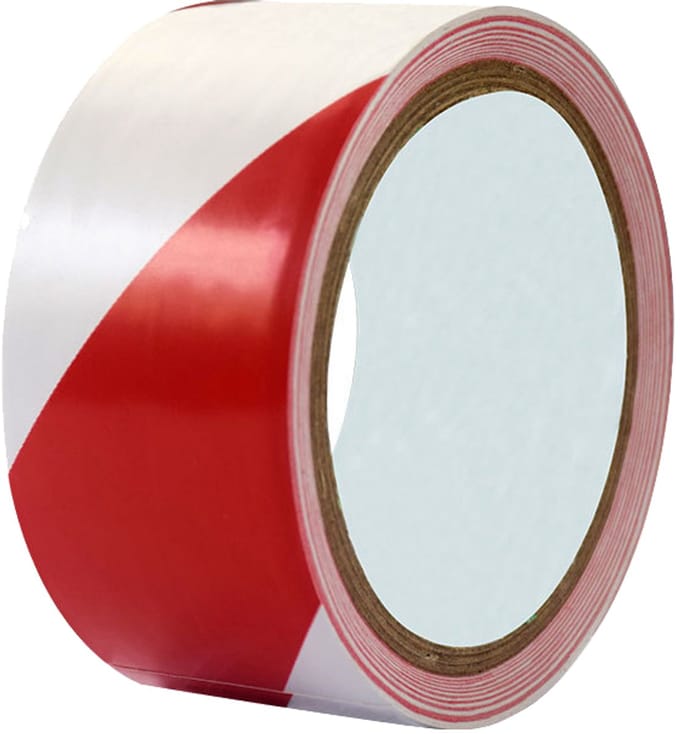 Rillprint-vloermarkeringsband - 50 mm x 33 m - rood/wit