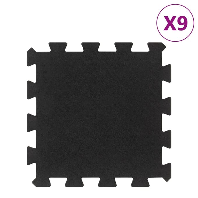 vidaXL - Rubbertegels - 9 - st - 16 - mm - 30x30 - cm - zwart