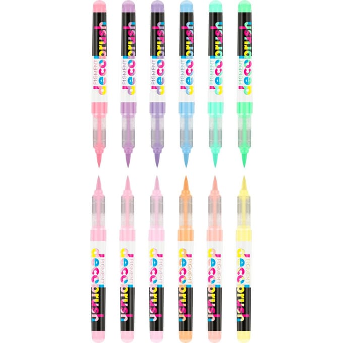 Karin - Pigment DecoBrush Acrylmarkers  - set van 12 - Pastel Colors