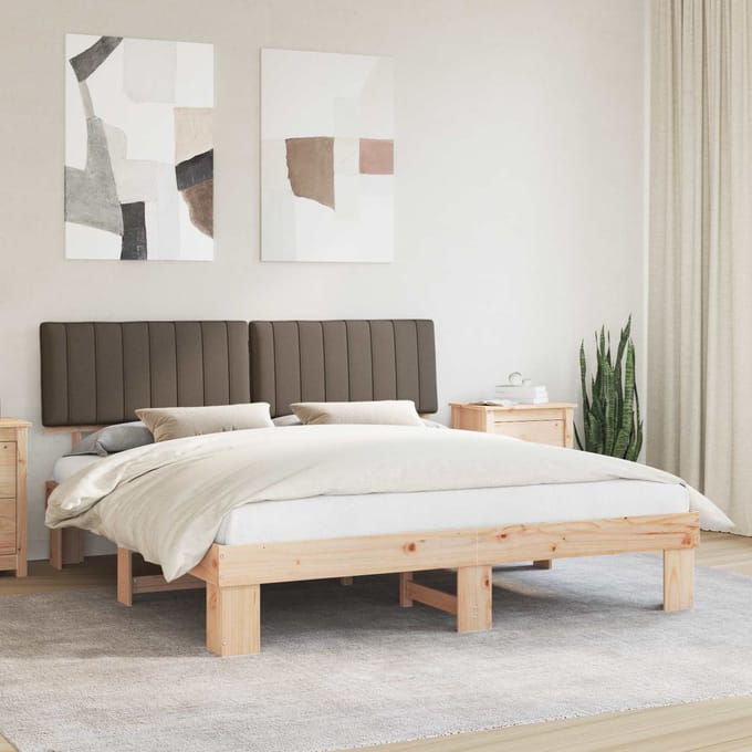 vidaXL - Bedframe - met - Gevoerde - Hoofdbord - Taupe - 180 - x - 200 - cm