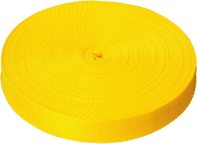 Polypropyleen Singels Rol - Webbing Band - DIY Projecten - Hoge Breeksterkte - 25 mm x 50 m - Geel