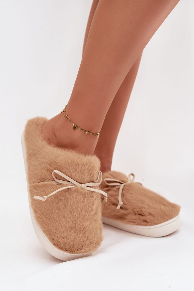 Soft Bow Slippers - Hellbraun / 36/37