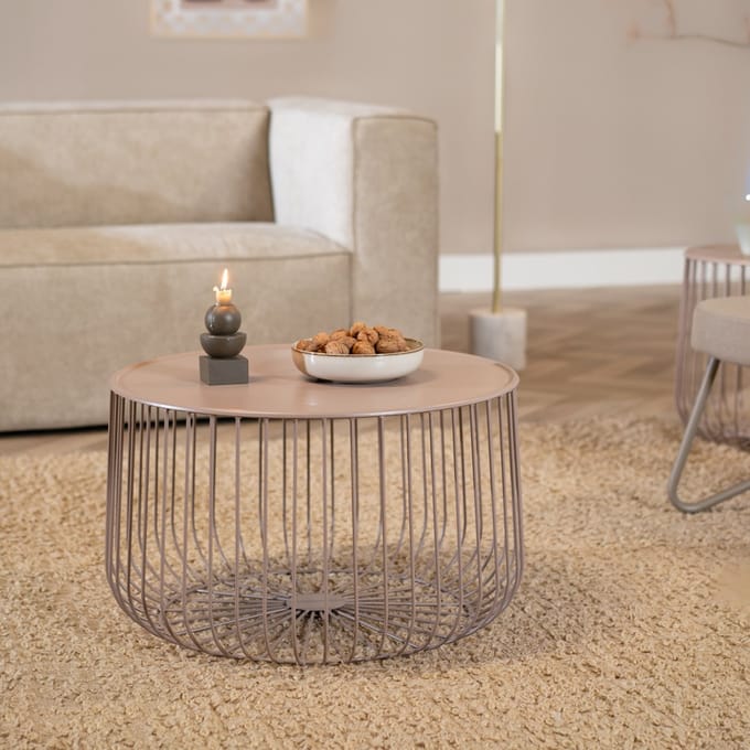 Bronx71® Salontafel Senna metaal taupe - Salontafel rond