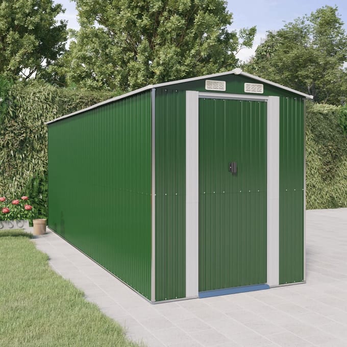 vidaXL - Tuinschuur - 192x523x223 - cm - gegalvaniseerd - staal - groen
