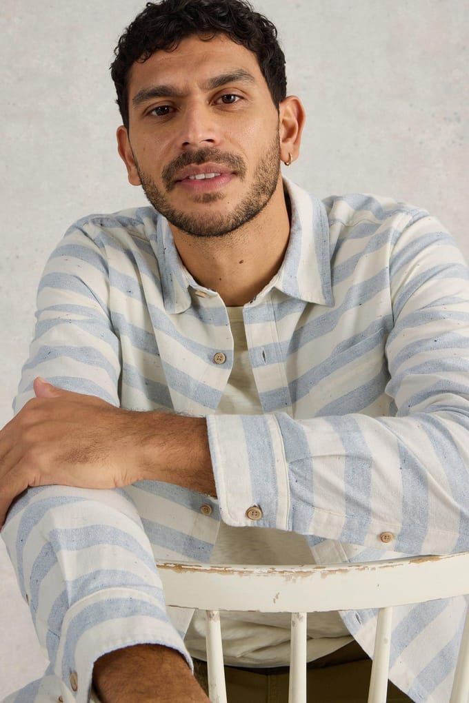 White Stuff Neppy Stripe Ls Shirt White Multi Größe: S | Casual hemden Outlet | Herren | Weiß
