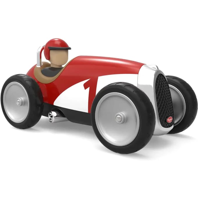 BAGHERA Speelgoedauto - Racingcar Rood - Vintage - In Geschenkdoos - 1 Jaar