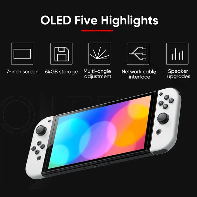 Nintendo Switch OLED-model Joy-Con-handgreep Verbeterde audio Verstelbare console Stabiele tv-modus Videogame-model 7'' scherm Neon