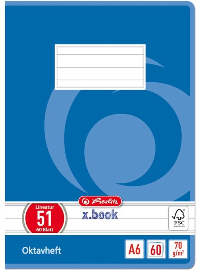 Herlitz 285619 schrijfblok & schrift A6 60 vel Meerkleurig