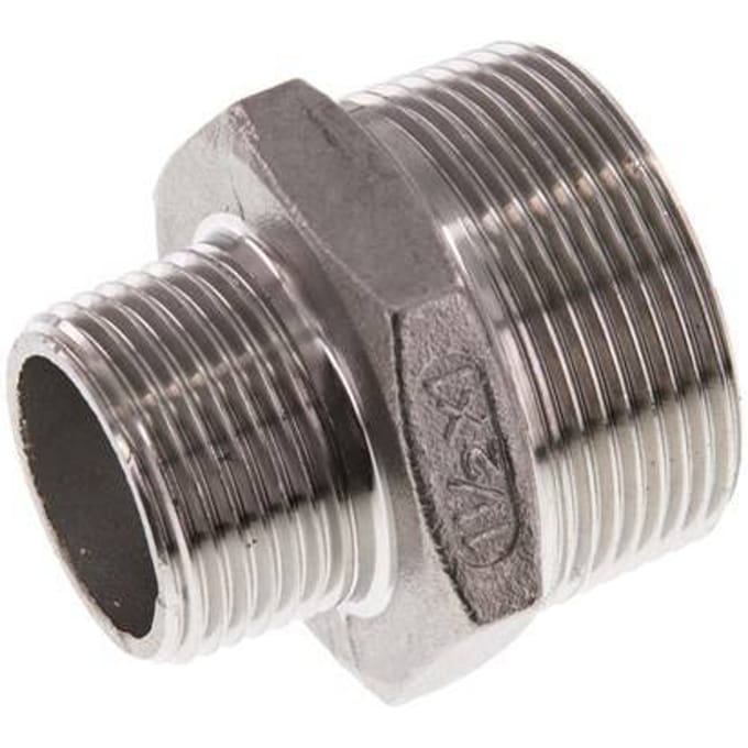 R 1 1/2'' x R 1'' RVS Borstnippel 16 Bar