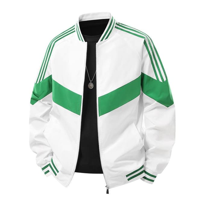 Heren Herfst en Winter Color-blocking Kleurrijke Webbing Casual Jas Dunne Baseball Uniform M white