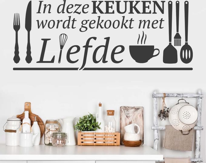 Muursticker keuken nederlandse tekst