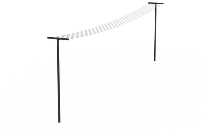 Brabantia HangOut Waslijn - met Palen - tot 50 meter drooglengte - Black