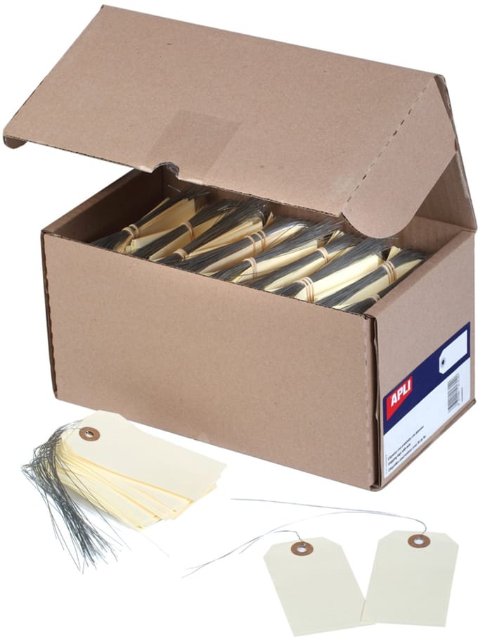APLI hanglabel, 100 x 51 mm, neutraal, beige, met draad