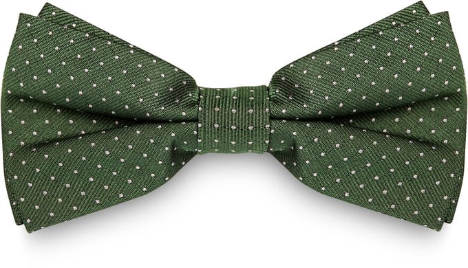 Groene Zijden Vlinderdas met Polka Dots