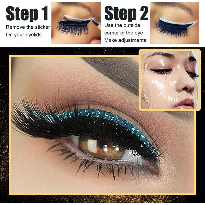 28 Paires d'Autocollants Eyeliner et Cils Réutilisables 7 Couleurs Étanche Eyeliner Cils Réutilisables