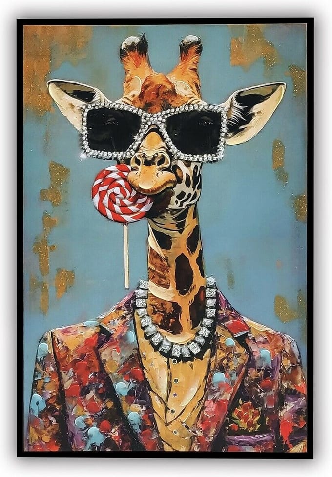 HomeBound by KY | Schilderij giraffe lolly | schilderij | 60x90x3,5cm