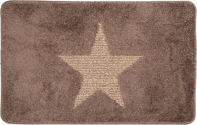 Clayre & Eef Badmat 78x48x1 cm Bruin Polyester Ster