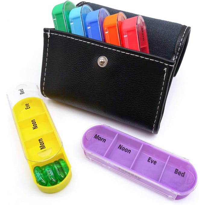 7 dagen per week pillendoosje, 28 compartimenten, pillenorganisator, plastic medicijndoosje