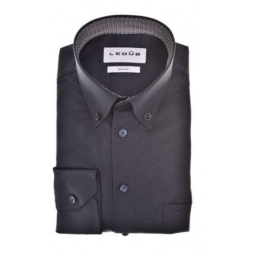 Ledûb Overhemd Uni Color Button-Down Subtle Contrast Navy / male