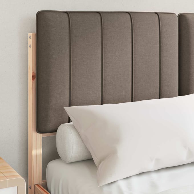 vidaXL - Bedframe - met - Gevoerde - Hoofdbord - Taupe - 120 - x - 190 - cm