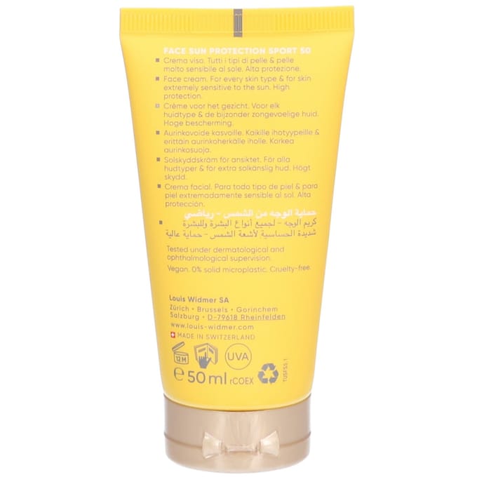 Louis Widmer Face Protection Sport SPF50 Licht Geparfumeerd 50 Zonnecrème
