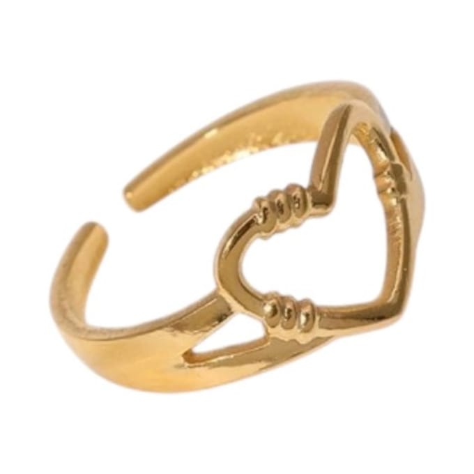 Rvs sieraden - verstelbare ring met open hartje - Ring dames goudkleur