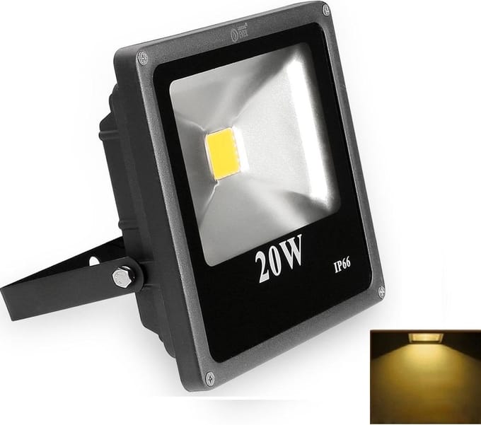 LED Bouwlamp / Schijnwerper - Geel - 20 Watt - Plat - Buitenverlichting