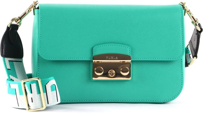 FURLA Leren Schoudertas Metropolis Crossbody Emerald + Minty Emerald Groene