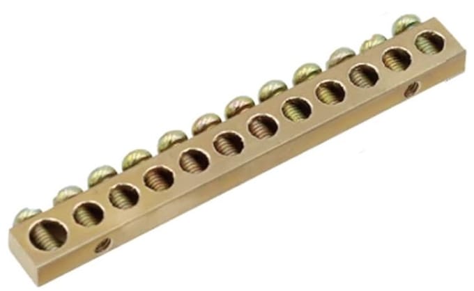 Grounding Rail met 12 Klemposities voor Aarding en Elektrische Scheiding - Messing Strip en Beveiliging