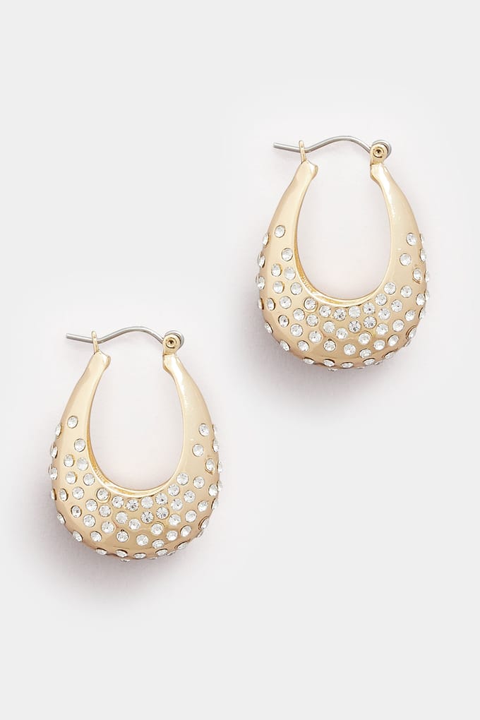Yours Goudkleurige Diamante Hoepeloorbellensize One Size