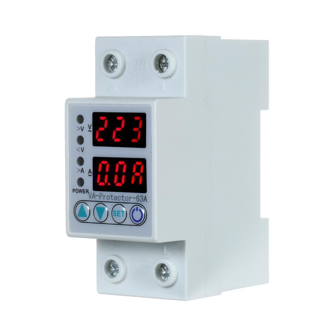 63A 220V Din-rail instelbare overspannings- en onderspanningsbeveiligingsapparaatbeveiligingsrelais wit