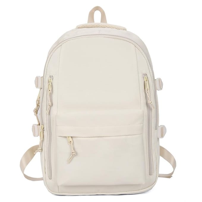 Sacs d'école étudiants tendance et polyvalents, Sacs à dos grande capacité pour collégiens et lycéens, Sacs à dos simples de couleur unie blanc
